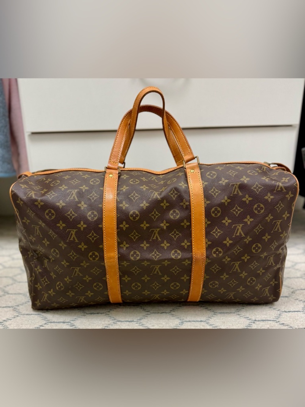 LOUIS VUITTON Vintage 80’s Brown Canvas Monogram LV Sac Souple 55 Travel Bag